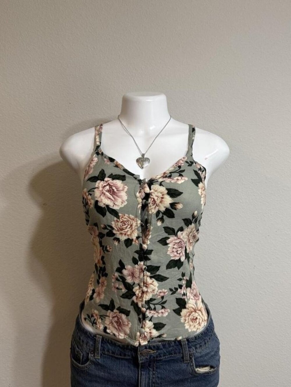 American Eagle Tank Top Floral Button Front XS